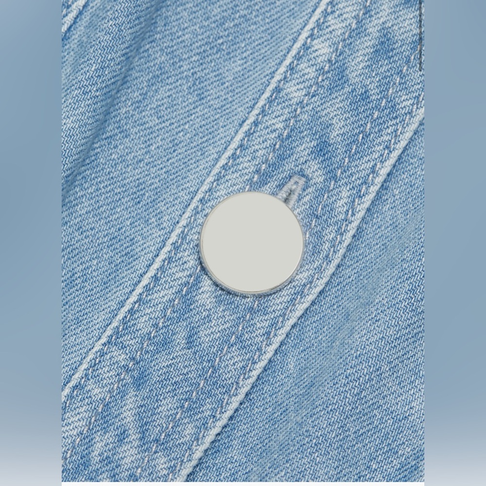 TOCCIN Palmer Washed-Denim Button-Front Midi-Dress in Light Wash - Picture 7 of 10